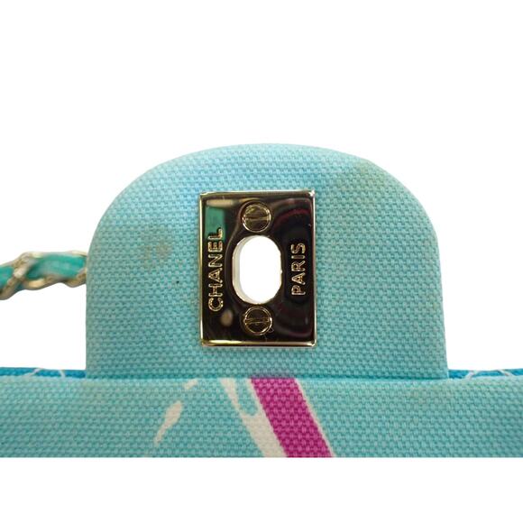 Chanel Eiffel Tower Flap Bag Vintage Paris Shoulder Purse CC Rare Quilted Canvas - Picture 13 of 16